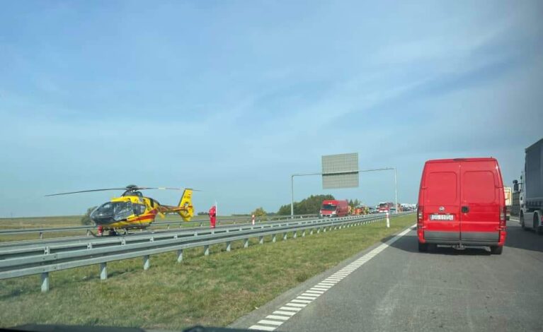 Śmiertelny wypadek na autostradzie A1 z udziałem motocyklisty